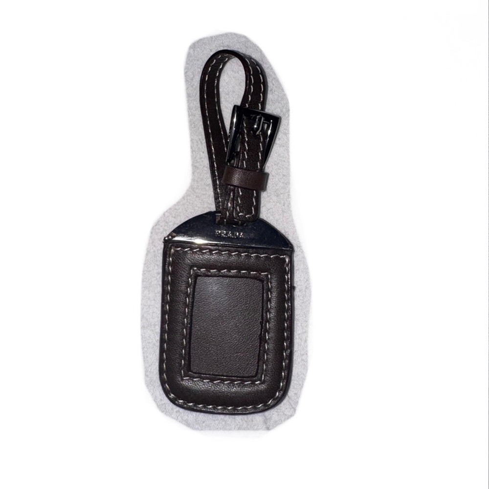 Prada Authentic Vintage Brown Leather Luggage Tag